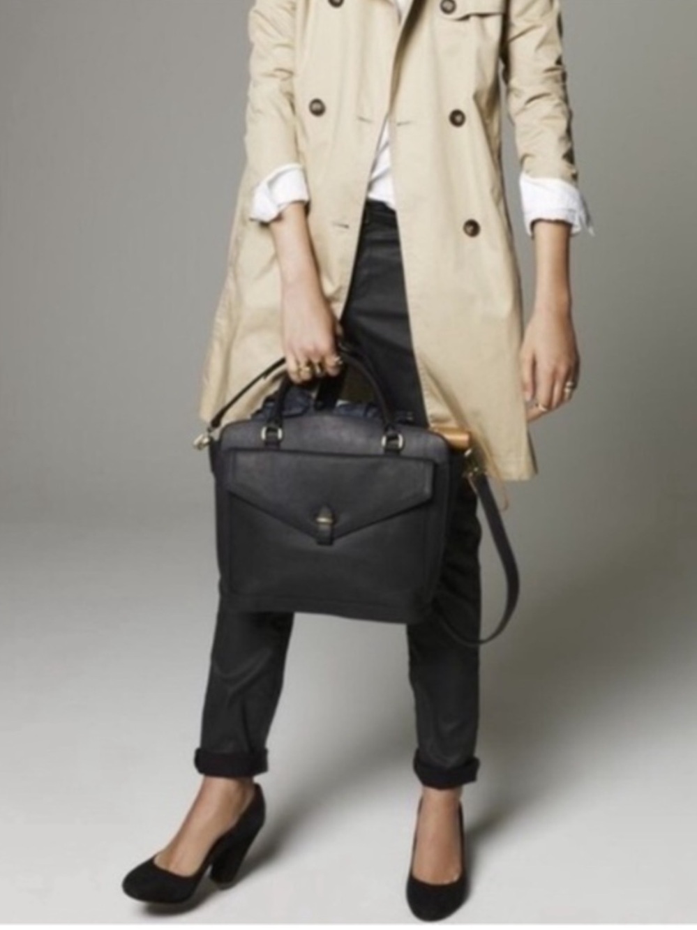 Madewell Sloane black leather satchel purse hand bag crossbody messenger